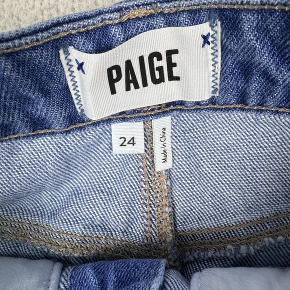 PAIGE Blue Jean Mini Skirt Women 24‎ Esma High Rise A-Line Snap Front Cotton NWT - Picture 2 of 11